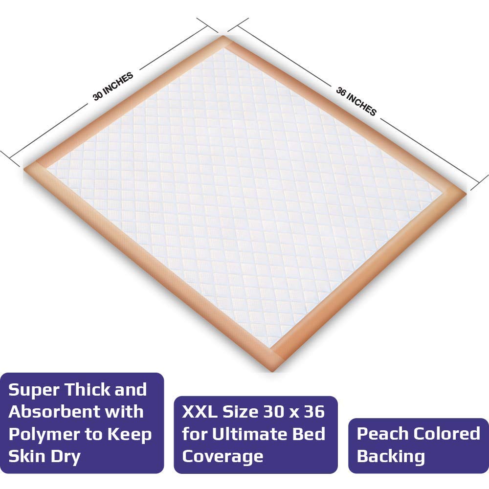 Inspire XL disposable underpads come in 50-count packs.