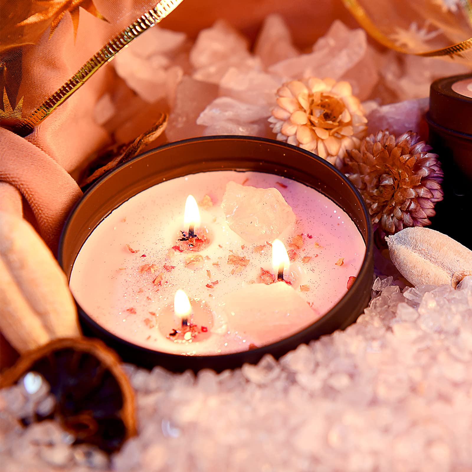 Inspireyes energy crystal stones embedded in candle support mindful meditation