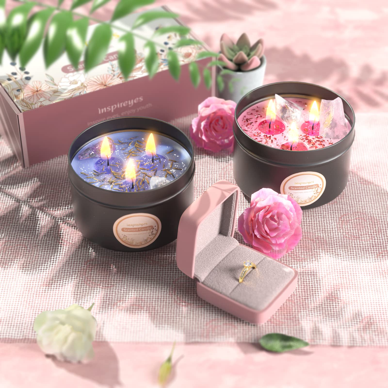 Inspireyes gift-ready candle set packaged with greeting card for special occasions