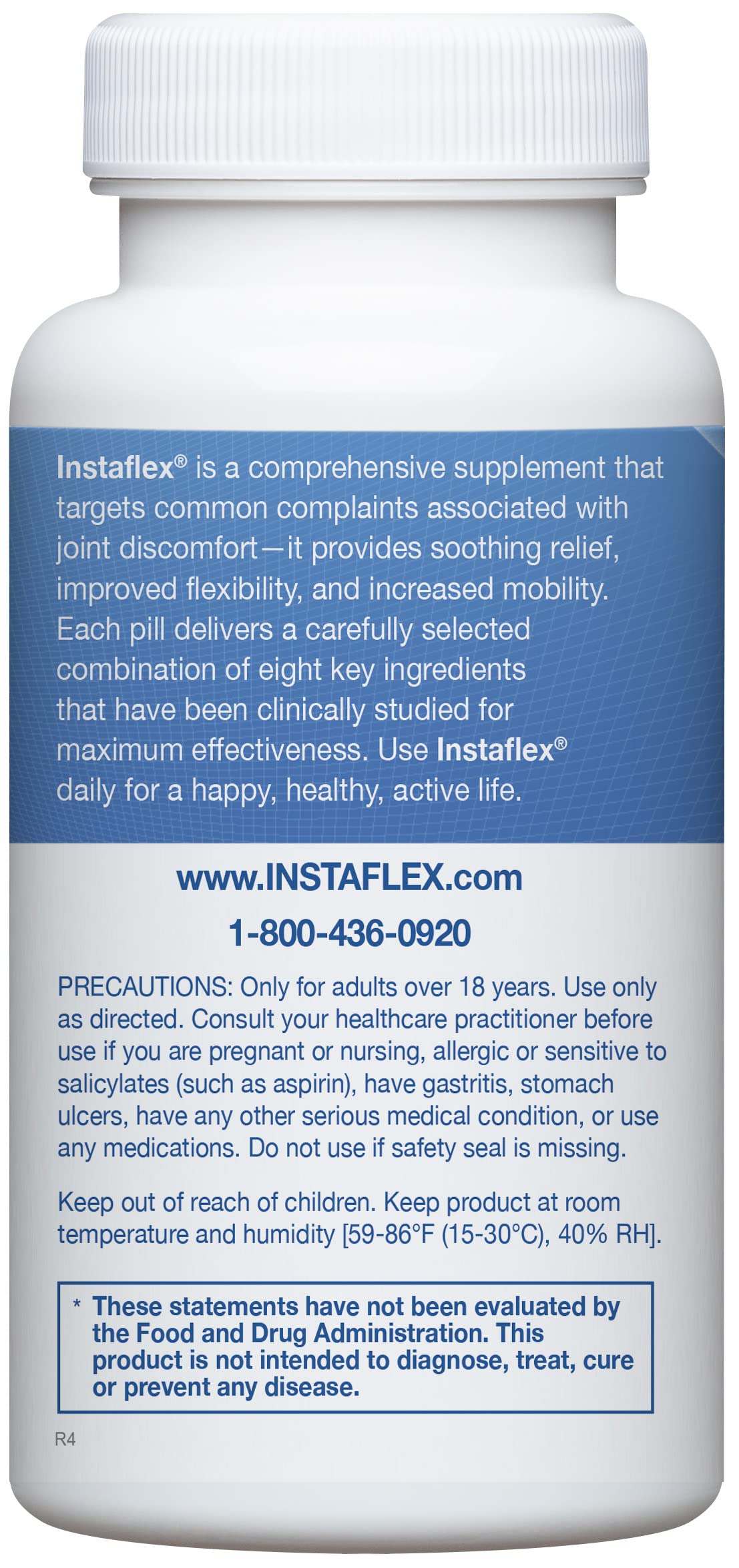 Instaflex ingredients panel featuring glucosamine and turmeric for joint support