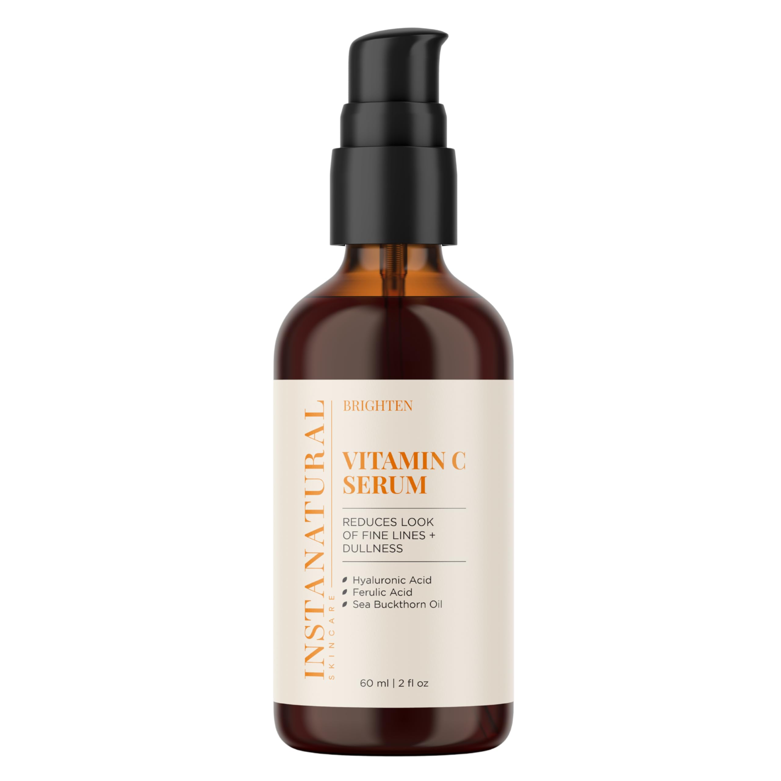 Instanatural Vitamin C Serum bottle highlights brightening support for radiant skin.