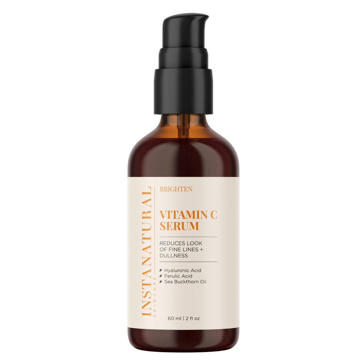 Instanatural Vitamin C Serum bottle highlights brightening support for radiant skin.