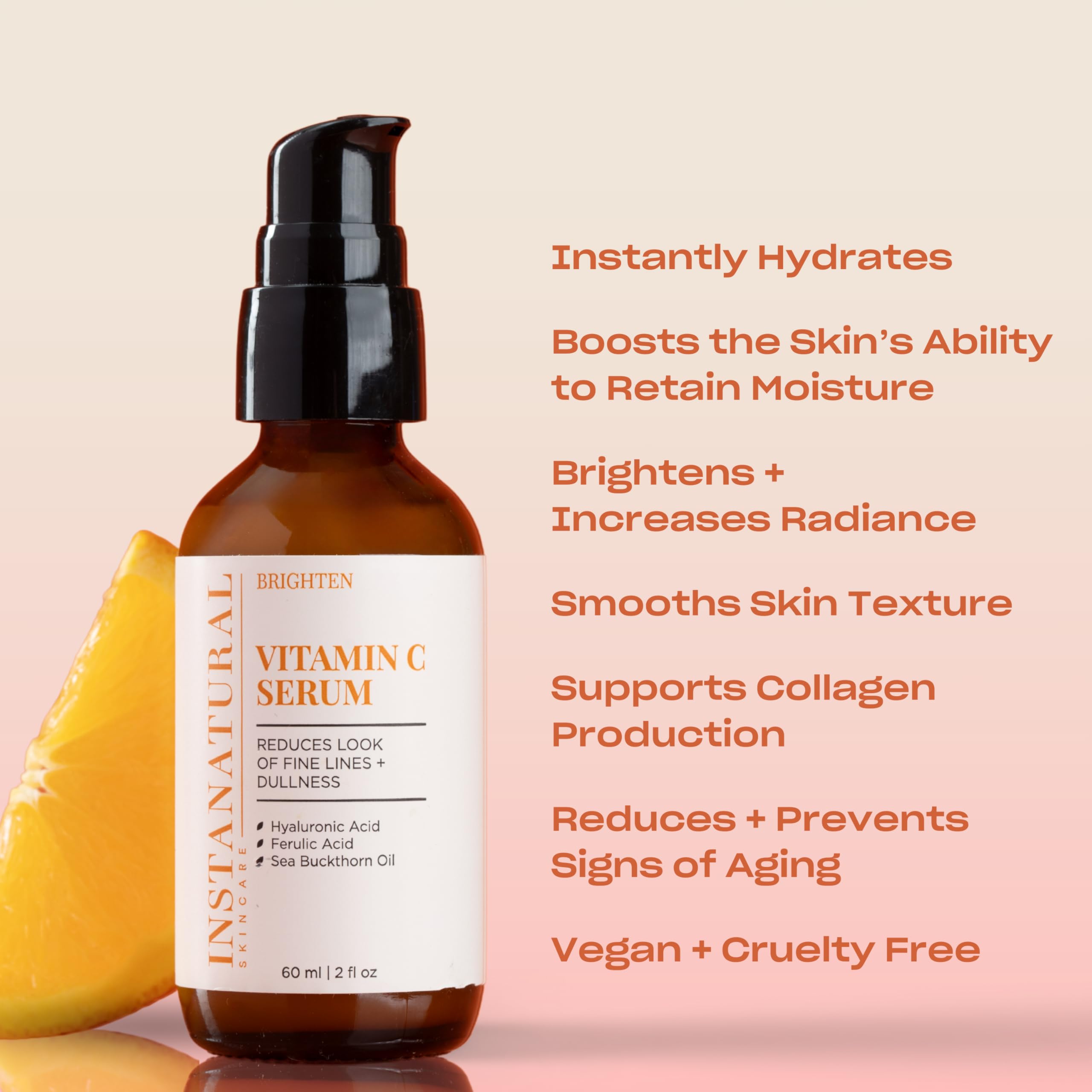 Instanatural Vitamin C Serum dropper enables precise, convenient application.