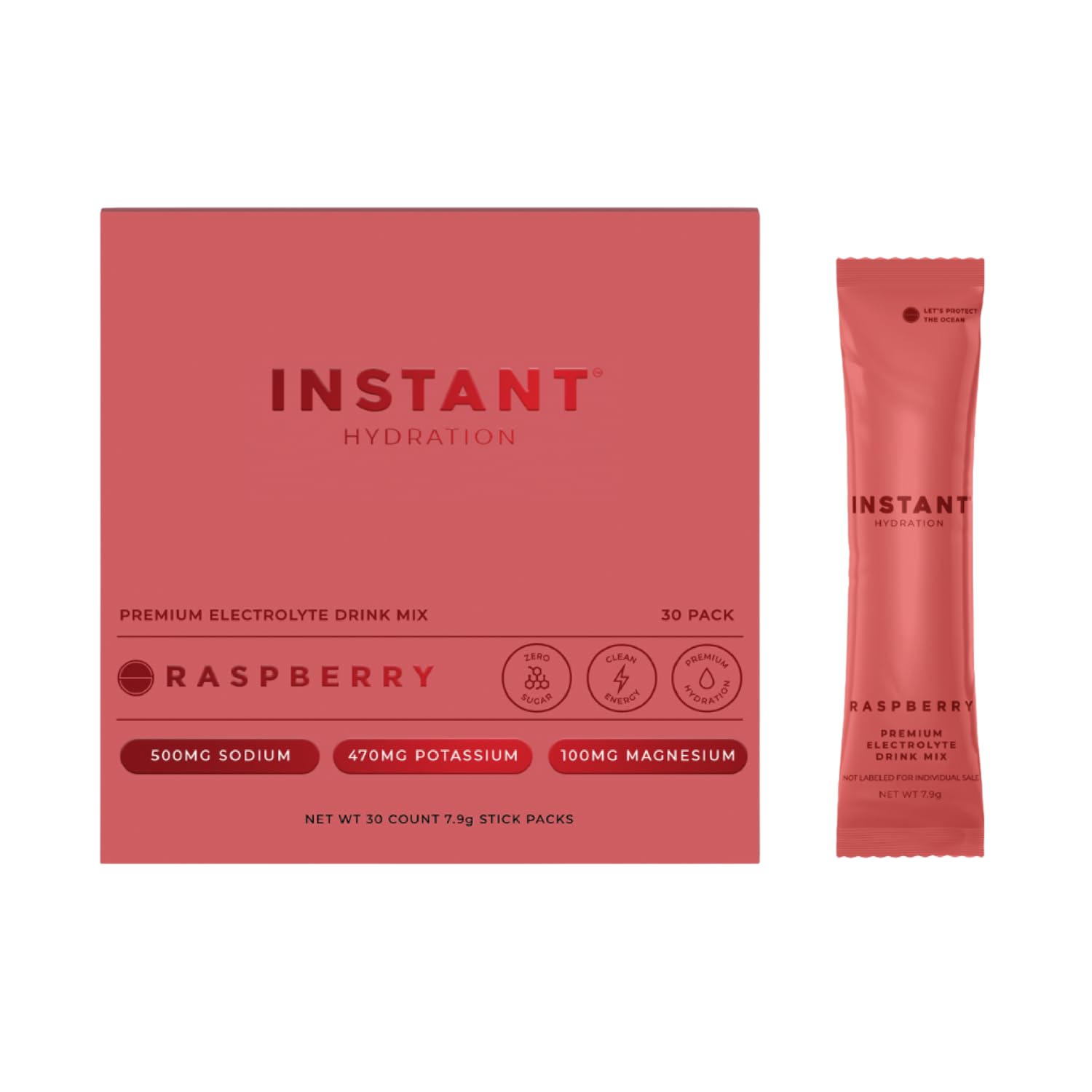 Instant Hydration Raspberry flavor packet for quick post-workout hydration