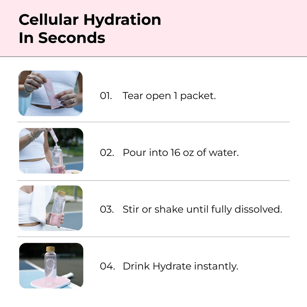 Ready-to-drink glass after mixing Instant Hydration for refreshing hydration