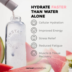 Instant Hydration Watermelon powder being stirred to showcase electrolyte mix.
