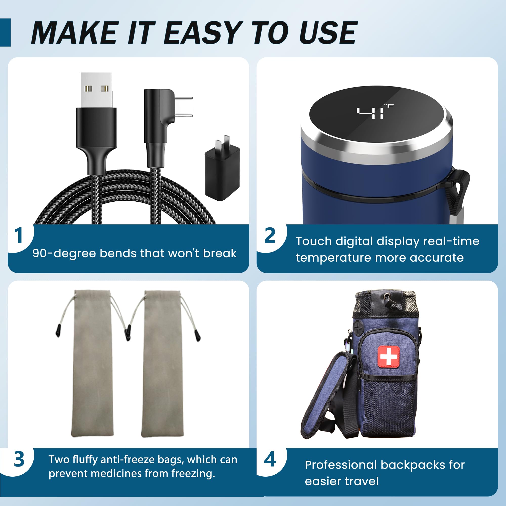 INSUCOOLER charger and cable included for convenience
