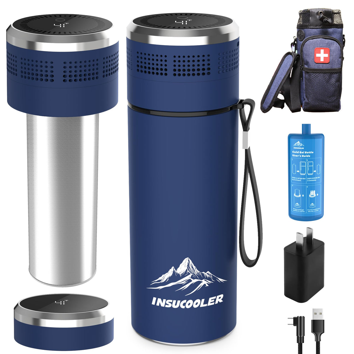 INSUCOOLER insulin cooler travel case with digital display showing temperature