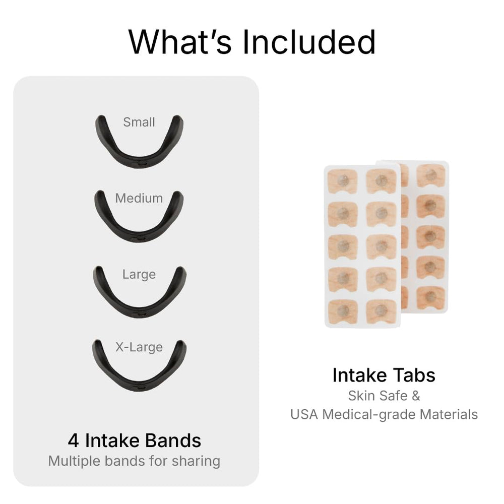 Intake nasal strips tabs focus on open nasal passages for easier breathing.