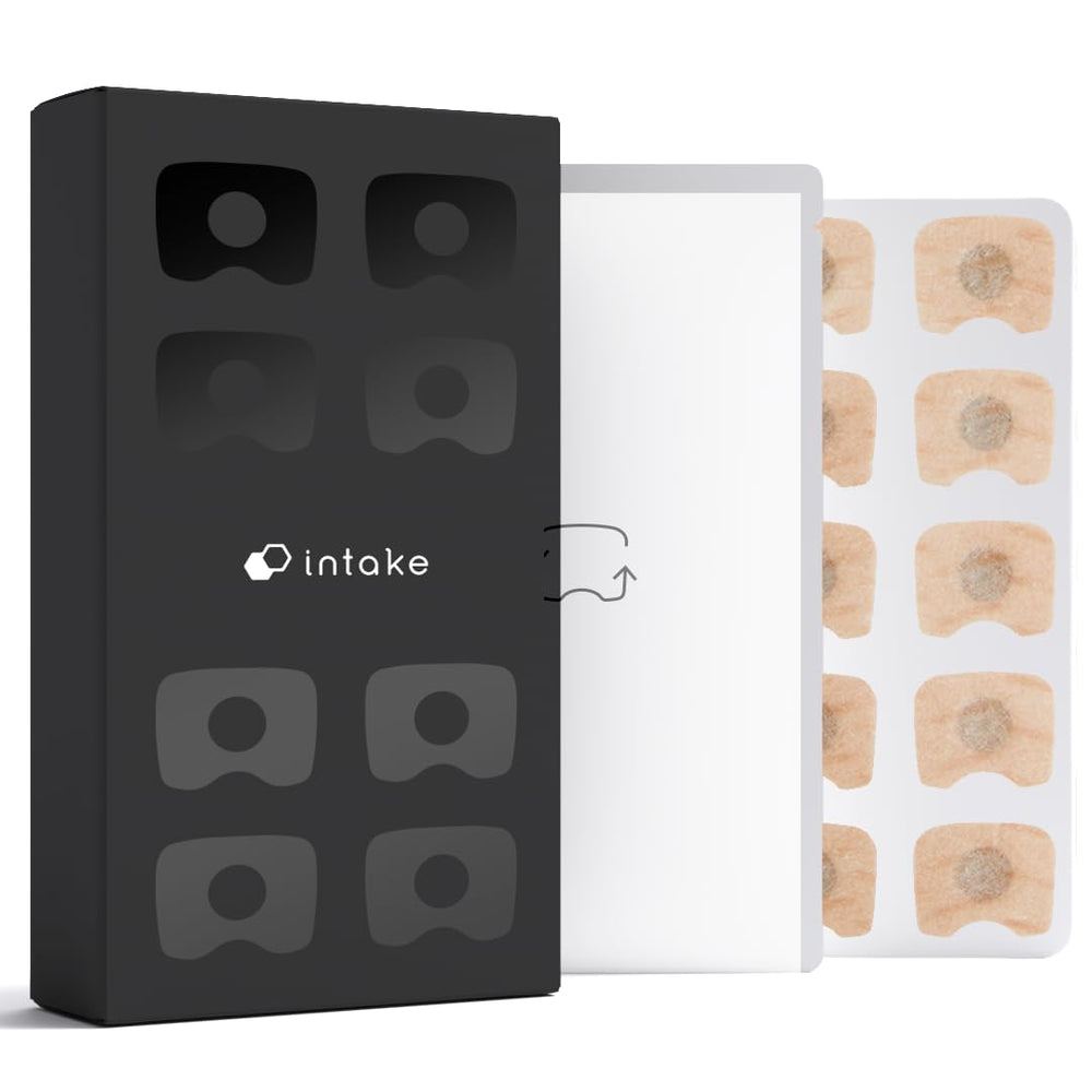Intake refill tabs secure-fit nose placement for uninterrupted breathing during sleep