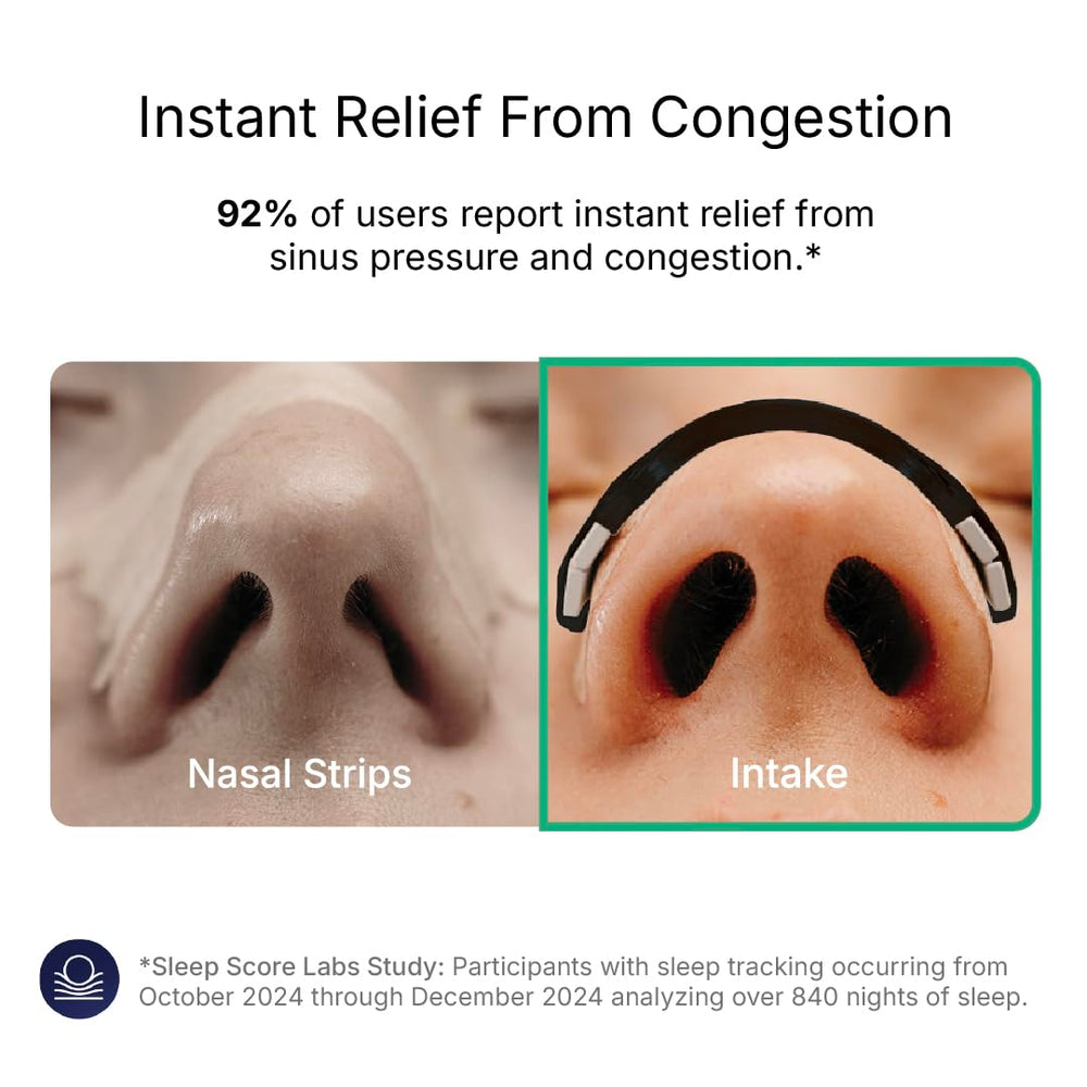 Intake external relief-band design providing secure, comfortable nasal support