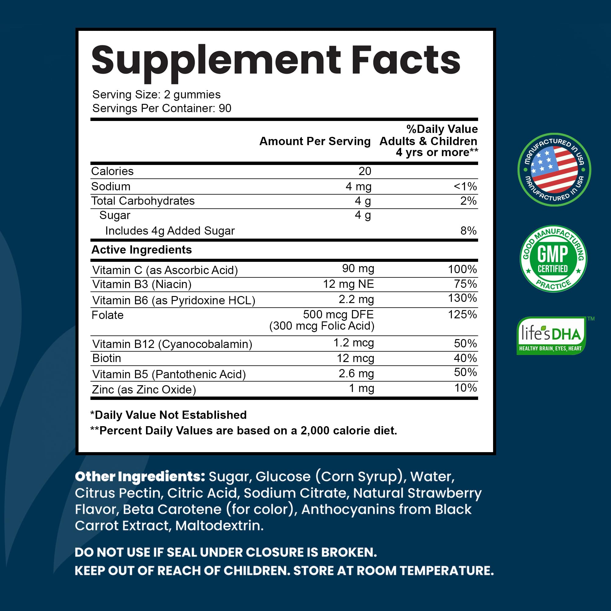 Close-up of INTEGO NUTRITION Vitamin B Complex Gummies, strawberry flavor.