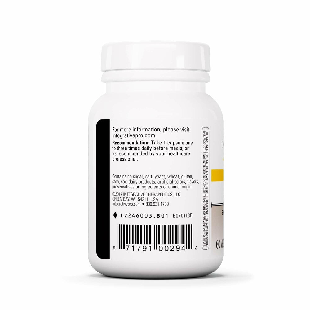 Integrative Therapeutics 5-HTP bottle with a night-time setting suggests sleep support.