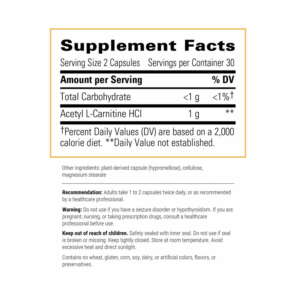 Capsules of Integrative Therapeutics Acetyl L-Carnitine arranged for serving size