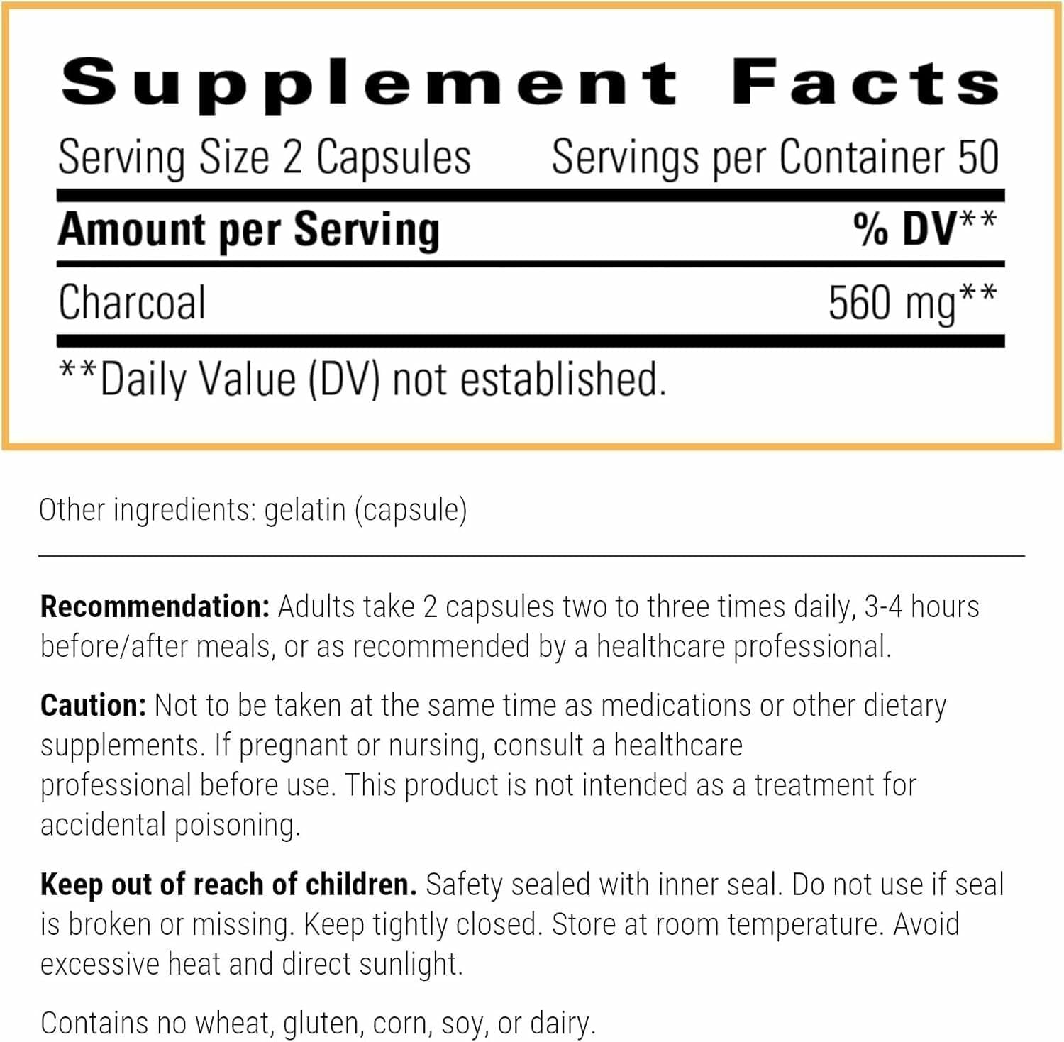 Activated Charcoal capsules from Integrative Therapeutics ready before meals.