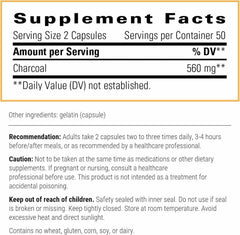 Activated Charcoal capsules from Integrative Therapeutics ready before meals.