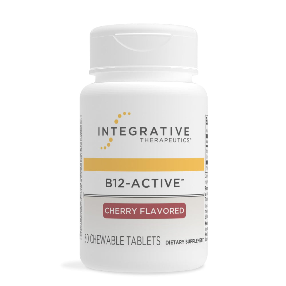 Integrative Therapeutics B12-Active cherry chewables bottle for daily nerve support.