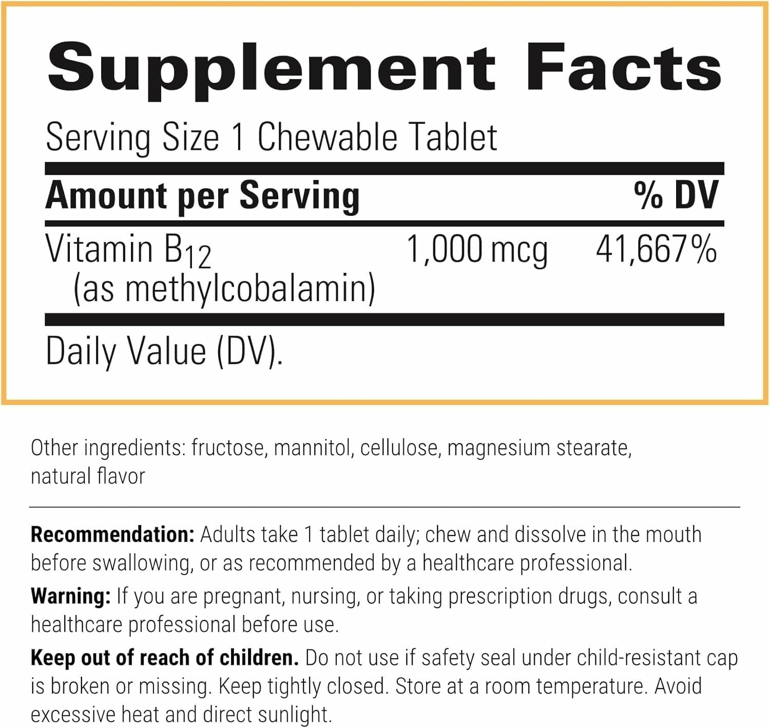 Integrative Therapeutics B-12 Active cherry chewable tablet back view showing packaging and dosage.