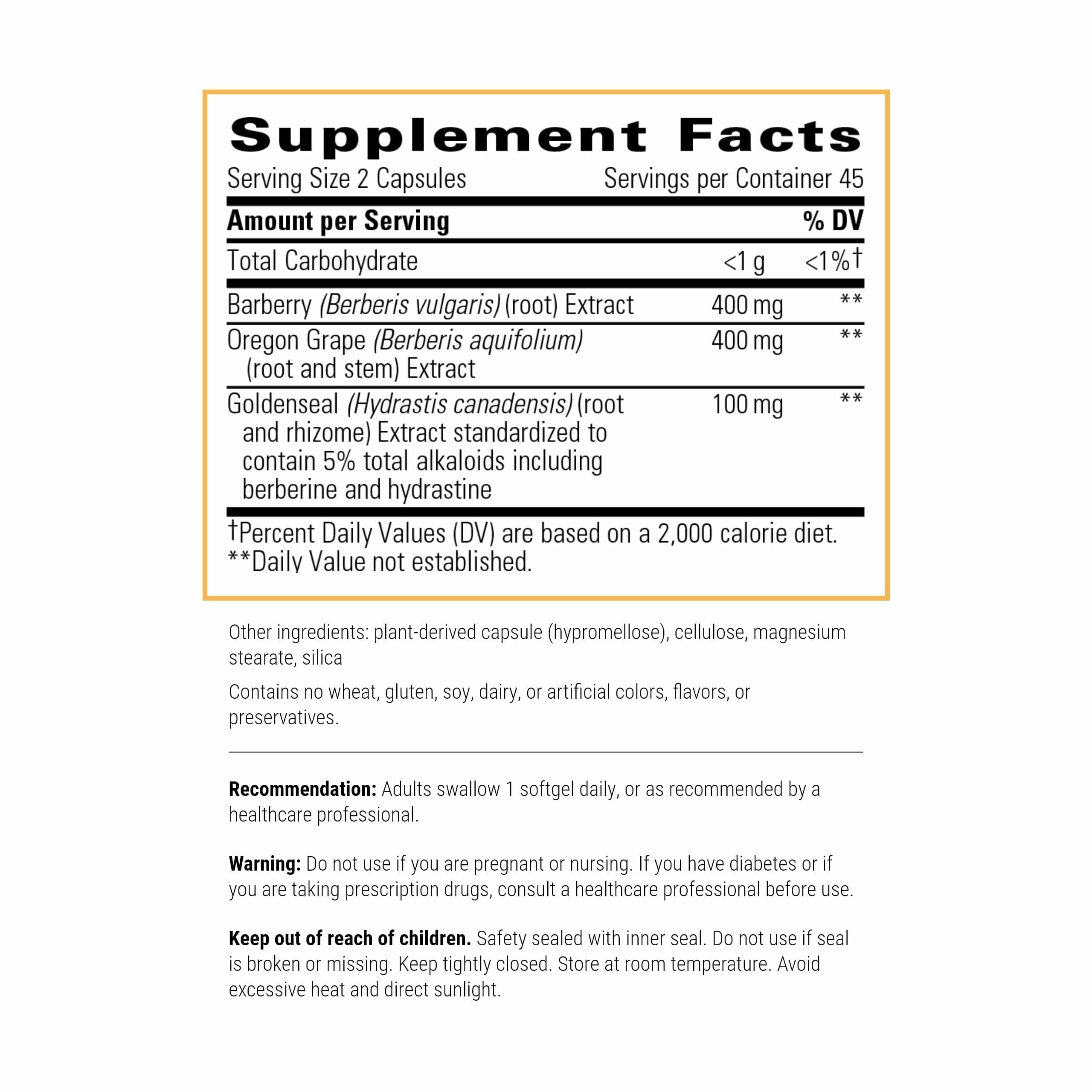 Integrative Therapeutics Berberine Complex capsules close-up showing easy daily servings