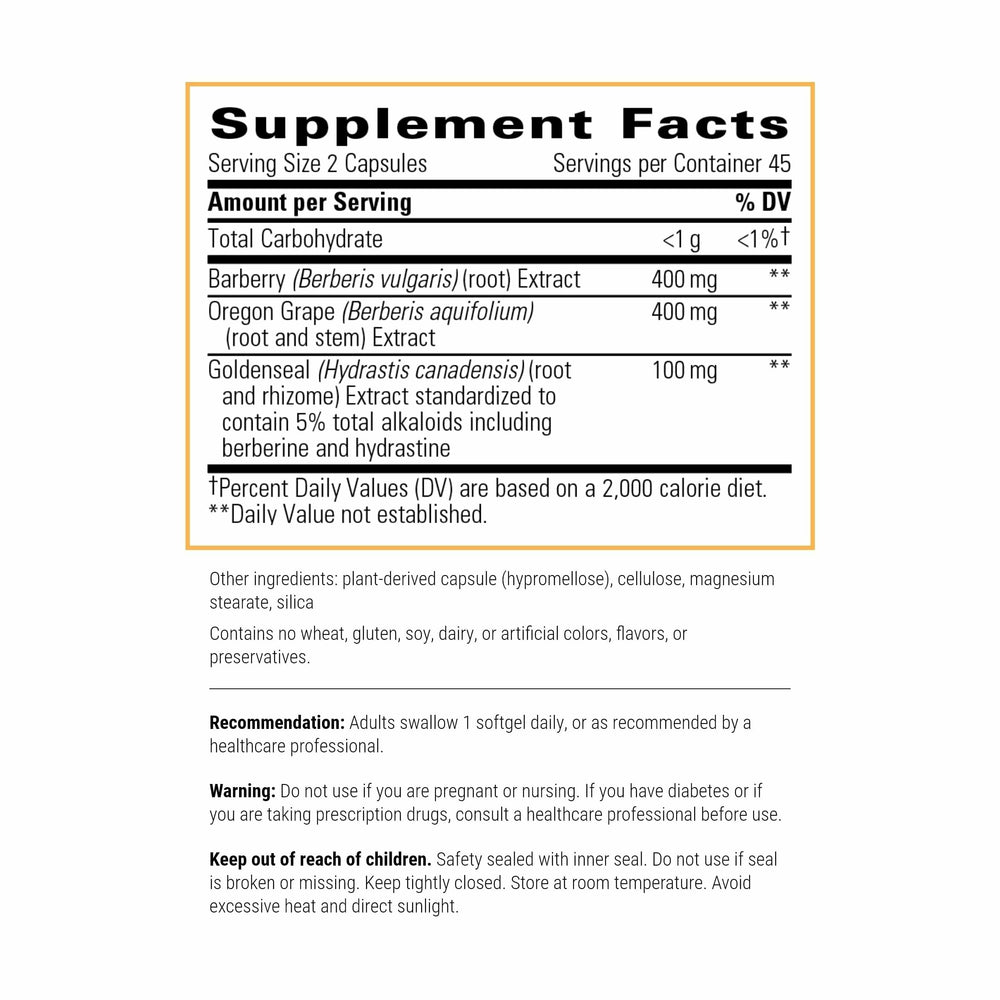 Integrative Therapeutics Berberine Complex capsules close-up showing easy daily servings