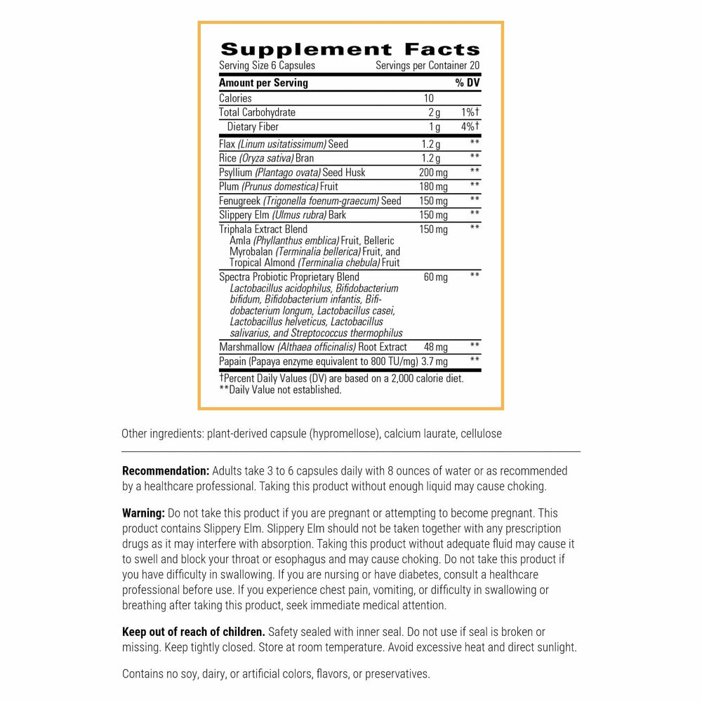 Integrative Therapeutics Blue Heron label close-up highlighting gut health ingredients