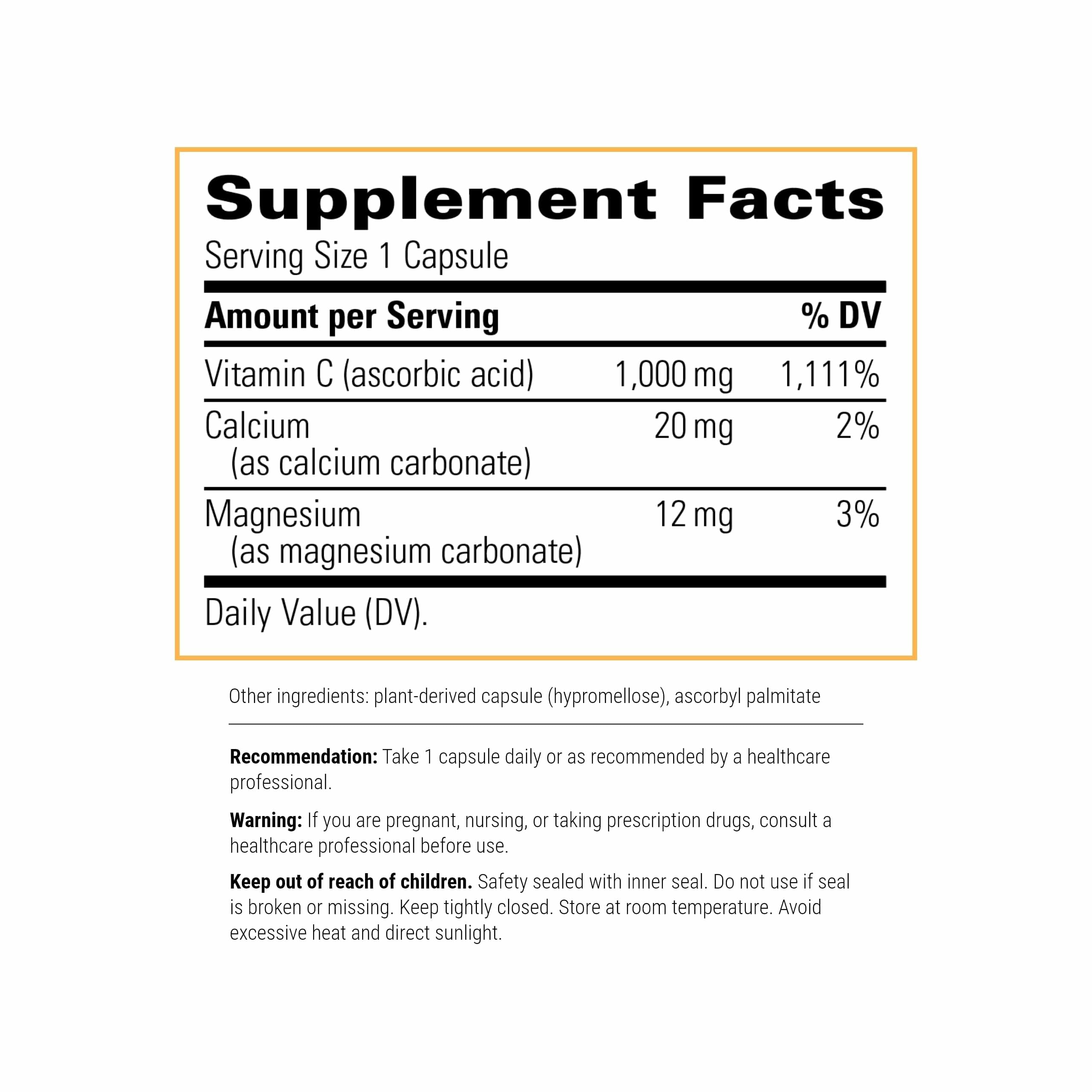 Integrative Therapeutics Buffered Vitamin C label highlights vegan and gluten-free formula
