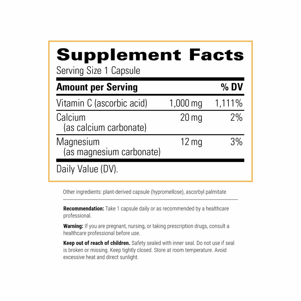 Integrative Therapeutics Buffered Vitamin C label highlights vegan and gluten-free formula