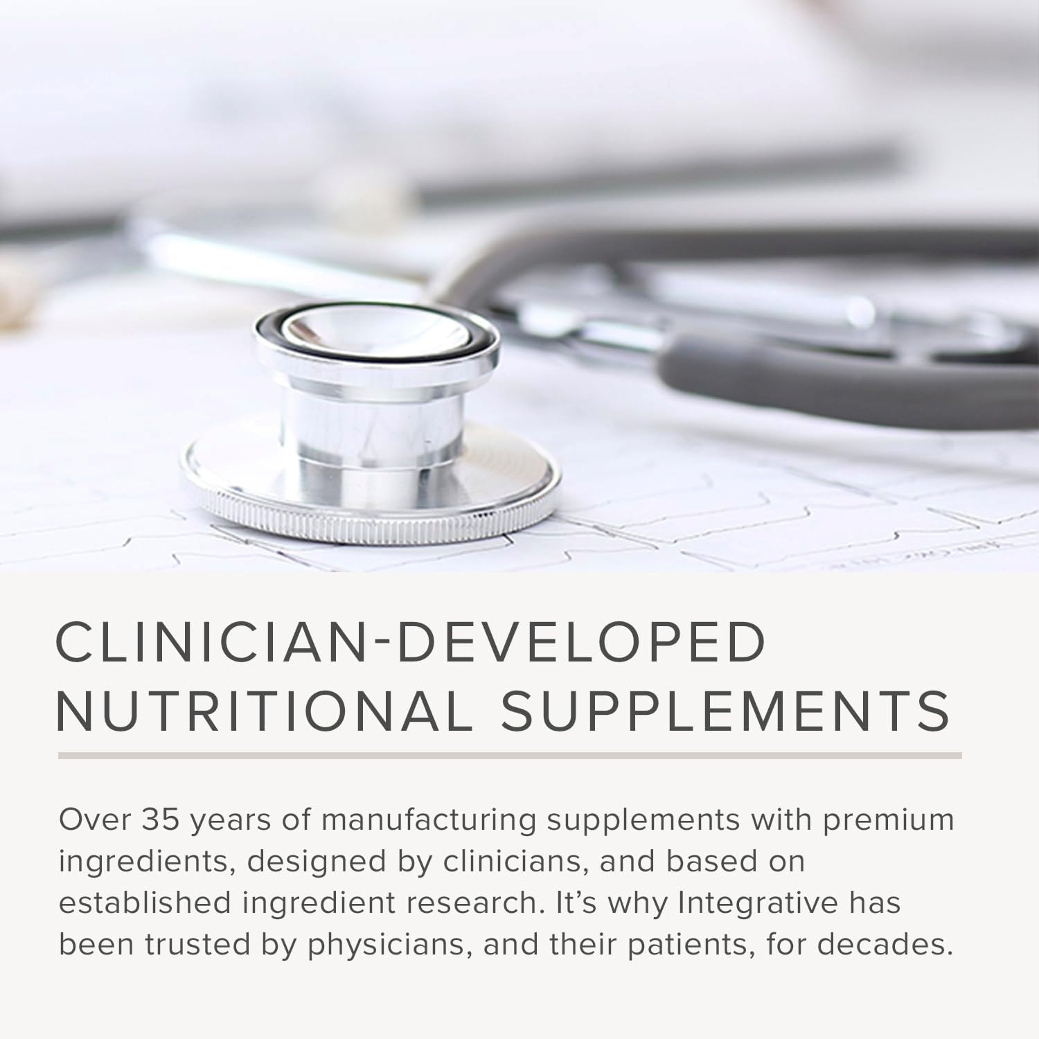 No added iron icon displayed on Integrative Therapeutics Clinical Nutrients HP packaging.