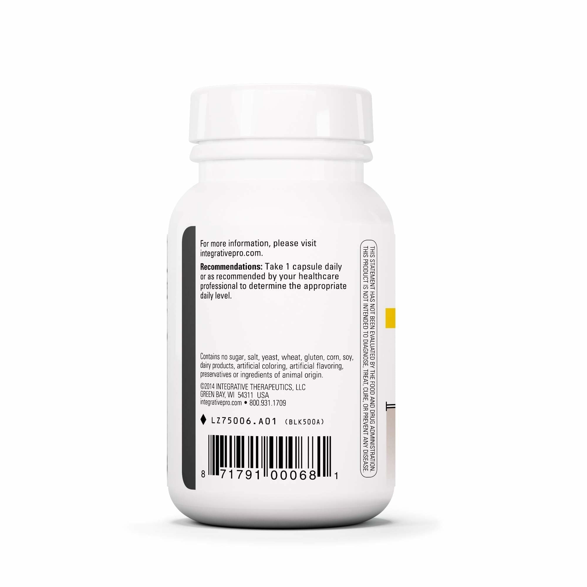 Integrative Therapeutics DHEA-5 label detail shows gluten-free and vegan features.