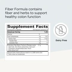 Integrative Therapeutics Fiber Formula bottle label highlighting dairy-free vegan formula