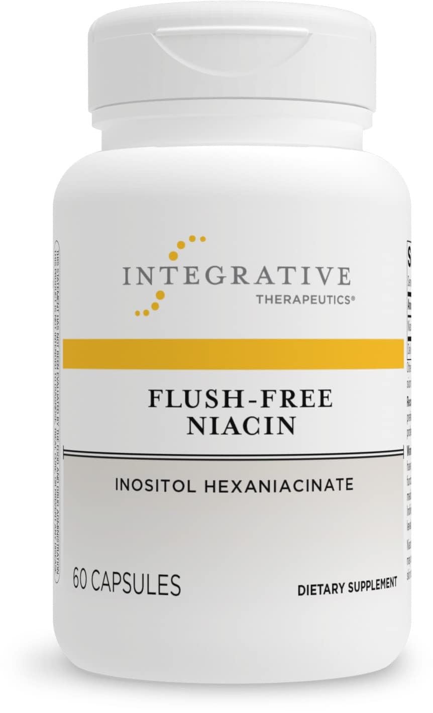 Integrative Therapeutics flush-free niacin bottle shown for daily energy support