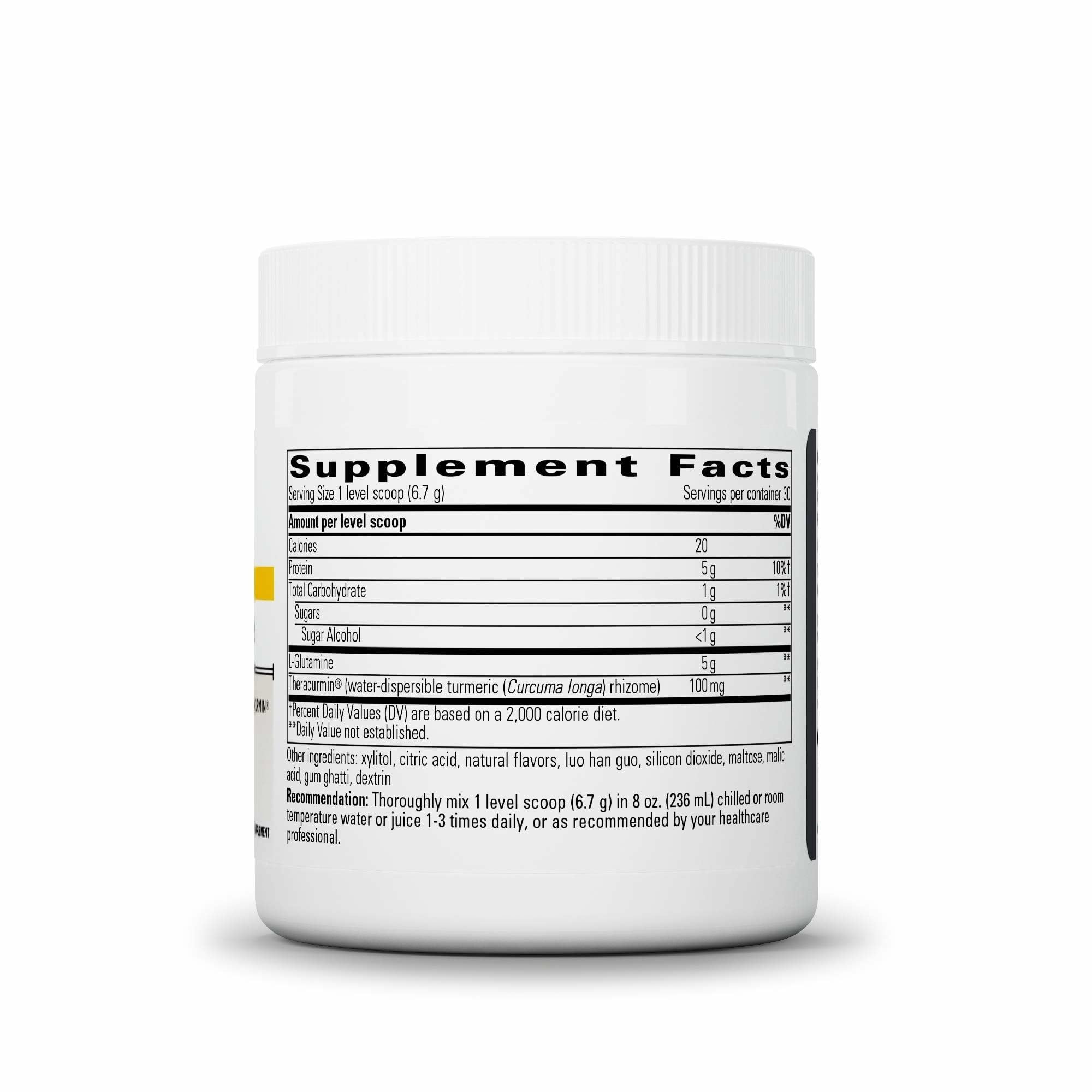 Glutamine Forte serving scoop shows 30 servings for daily use.