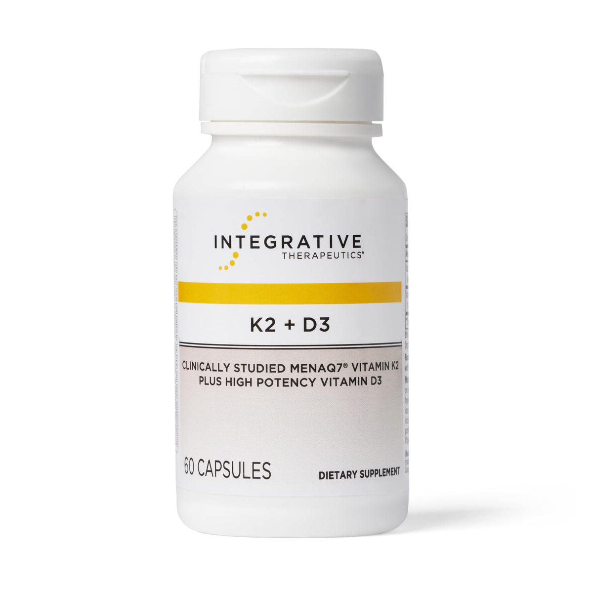Integrative Therapeutics K2 D3 bottle showing daily bone and heart health support.