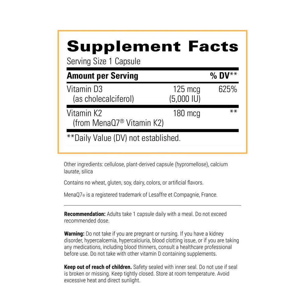 Integrative Therapeutics K2 D3 capsules closeup highlighting convenient daily use.