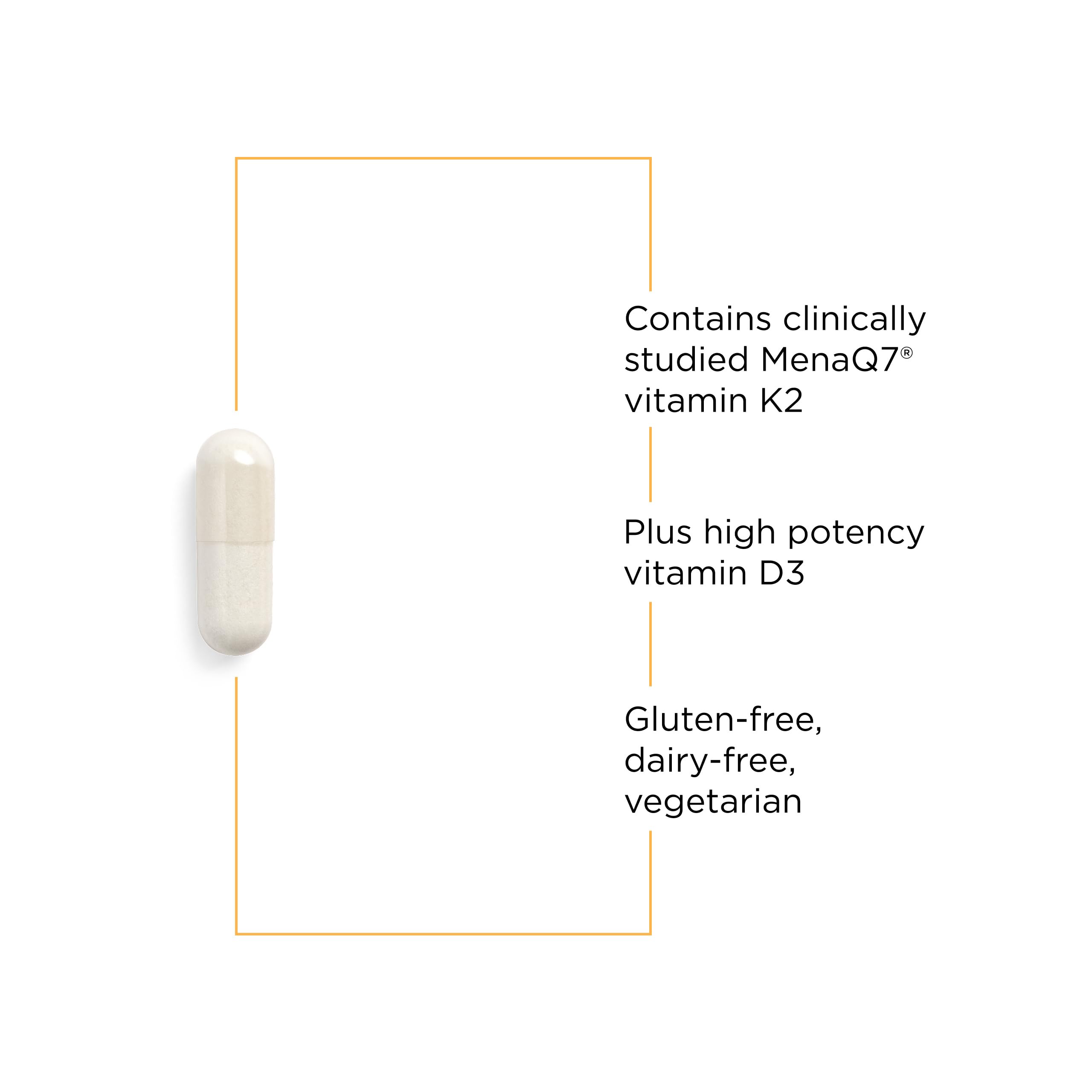 Integrative Therapeutics K2 D3 dietary label indicating dairy-free and gluten-free formula.