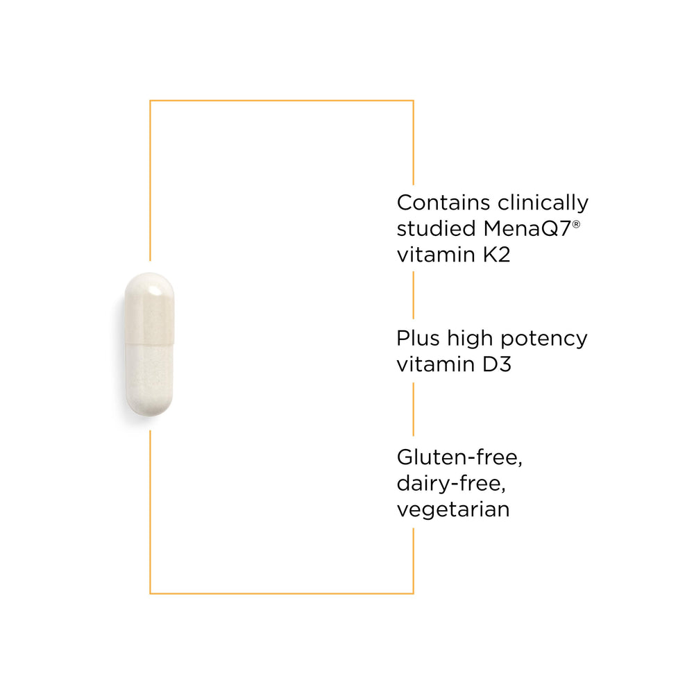 Integrative Therapeutics K2 D3 dietary label indicating dairy-free and gluten-free formula.