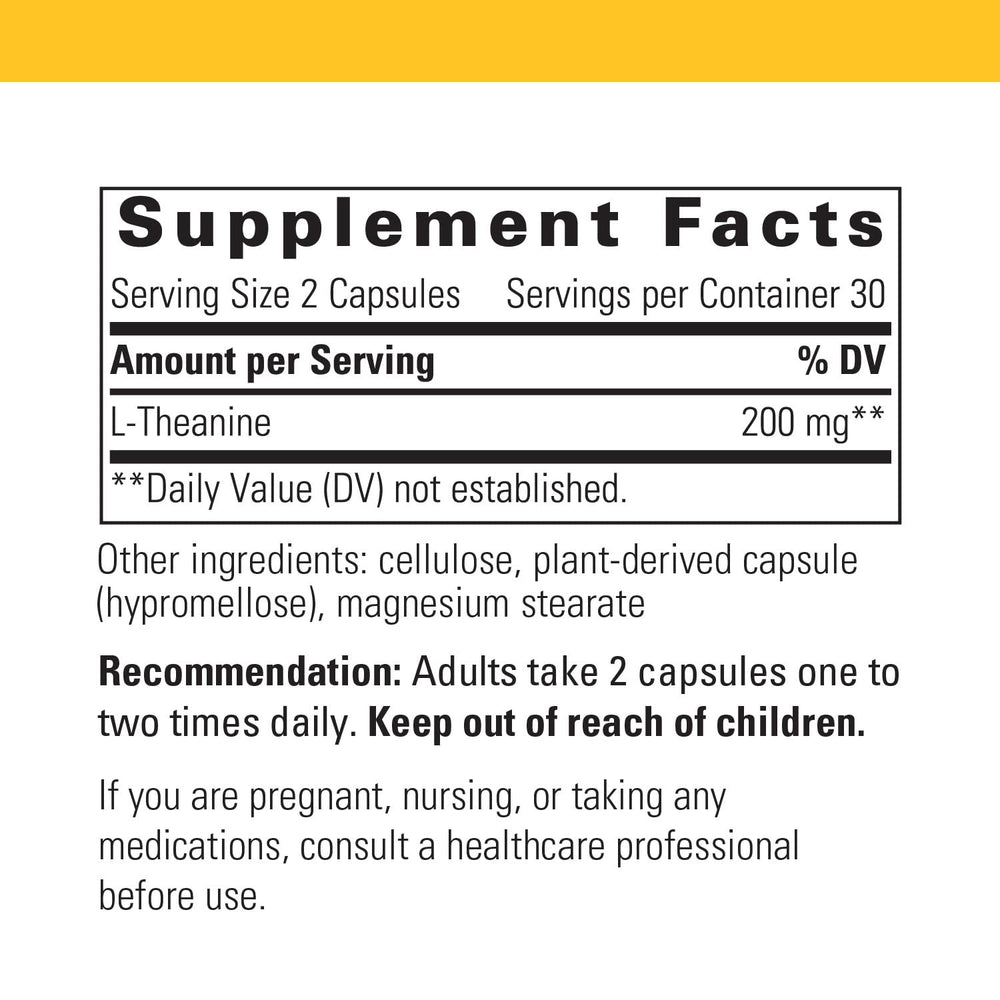 Integrative Therapeutics L-Theanine relaxation capsule bottle with label