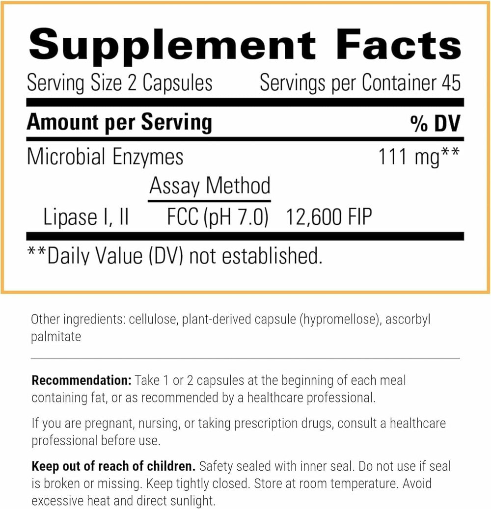 Lipase Concentrate-HP capsules aid nutrient absorption during everyday meals.