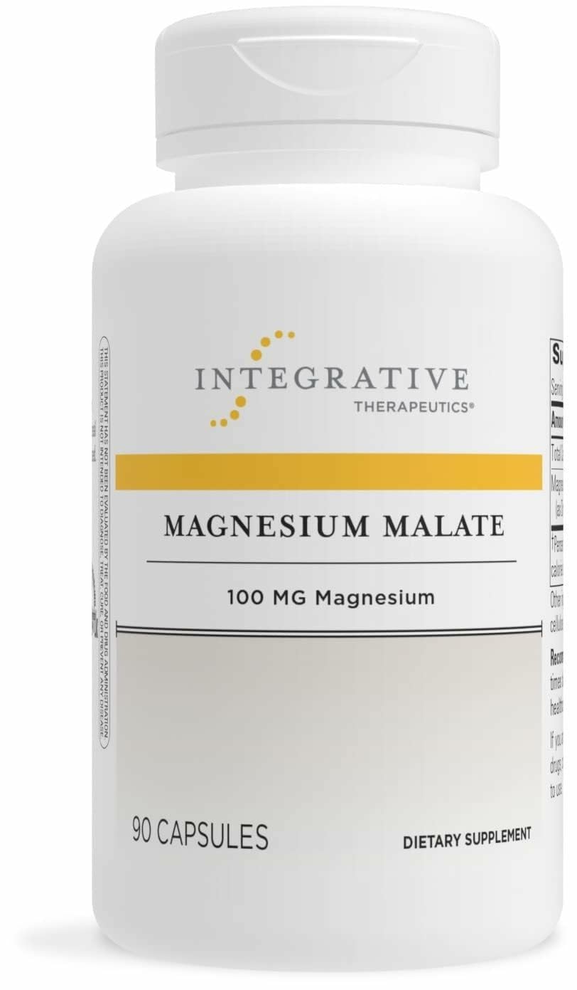 Integrative Therapeutics Magnesium Malate bottle pour showing easy daily energy support