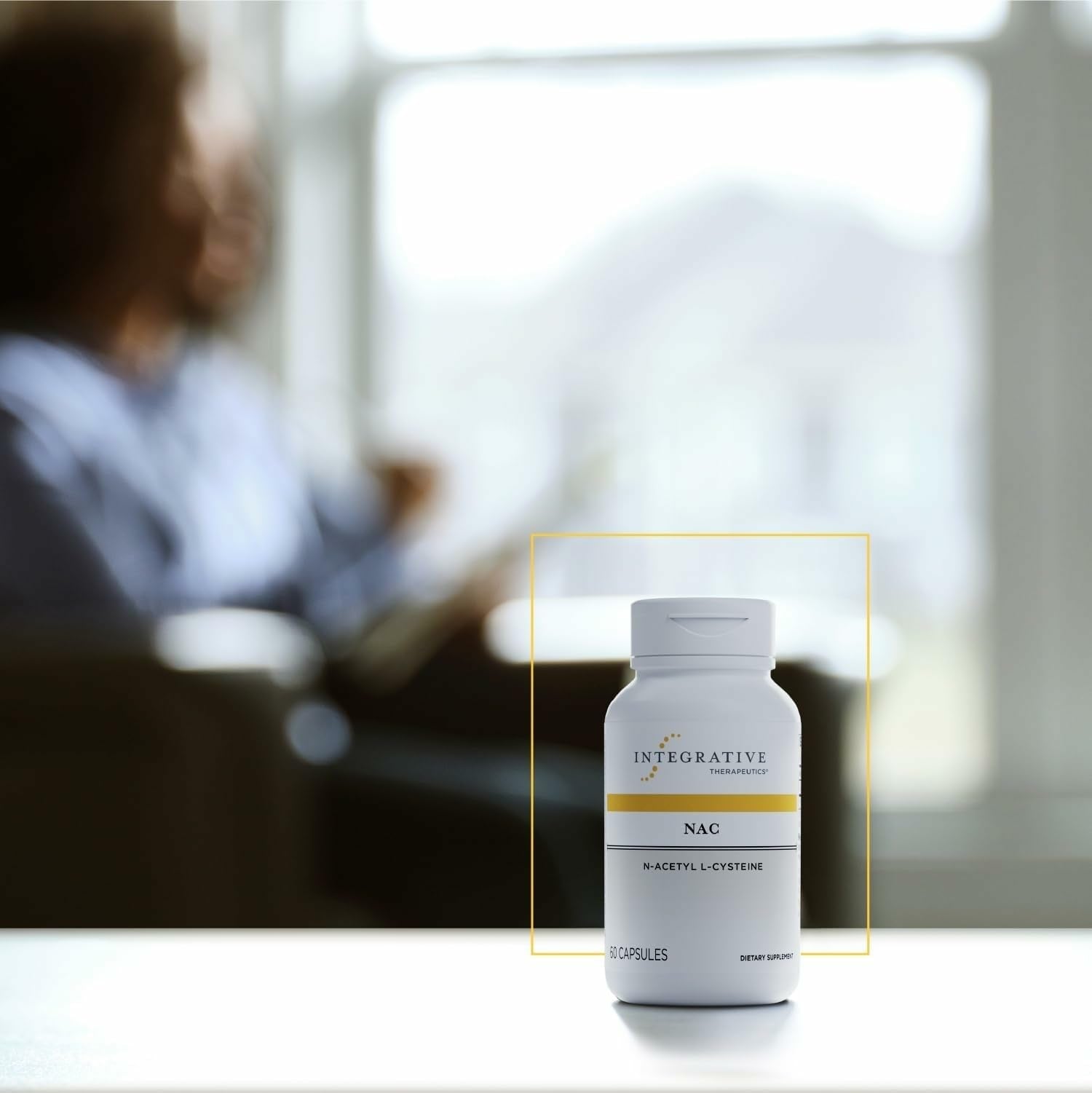 Integrative Therapeutics NAC packaging on shelf emphasizing lung health potential.