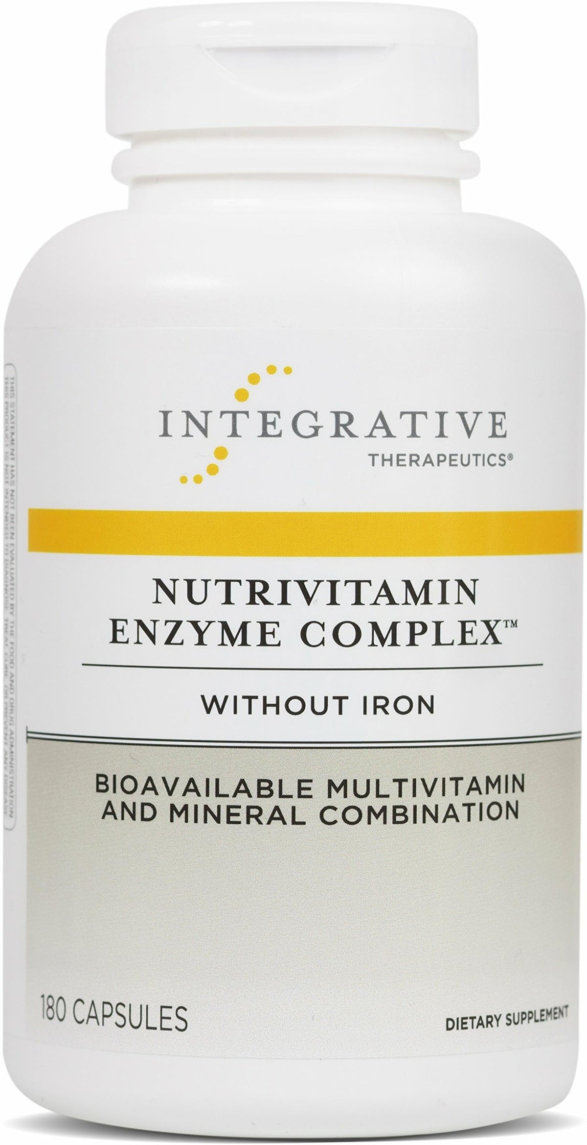 Integrative Therapeutics NutriVitamin Enzyme Complex bottle front highlights the dairy-free multivitamin for daily antioxidant support.
