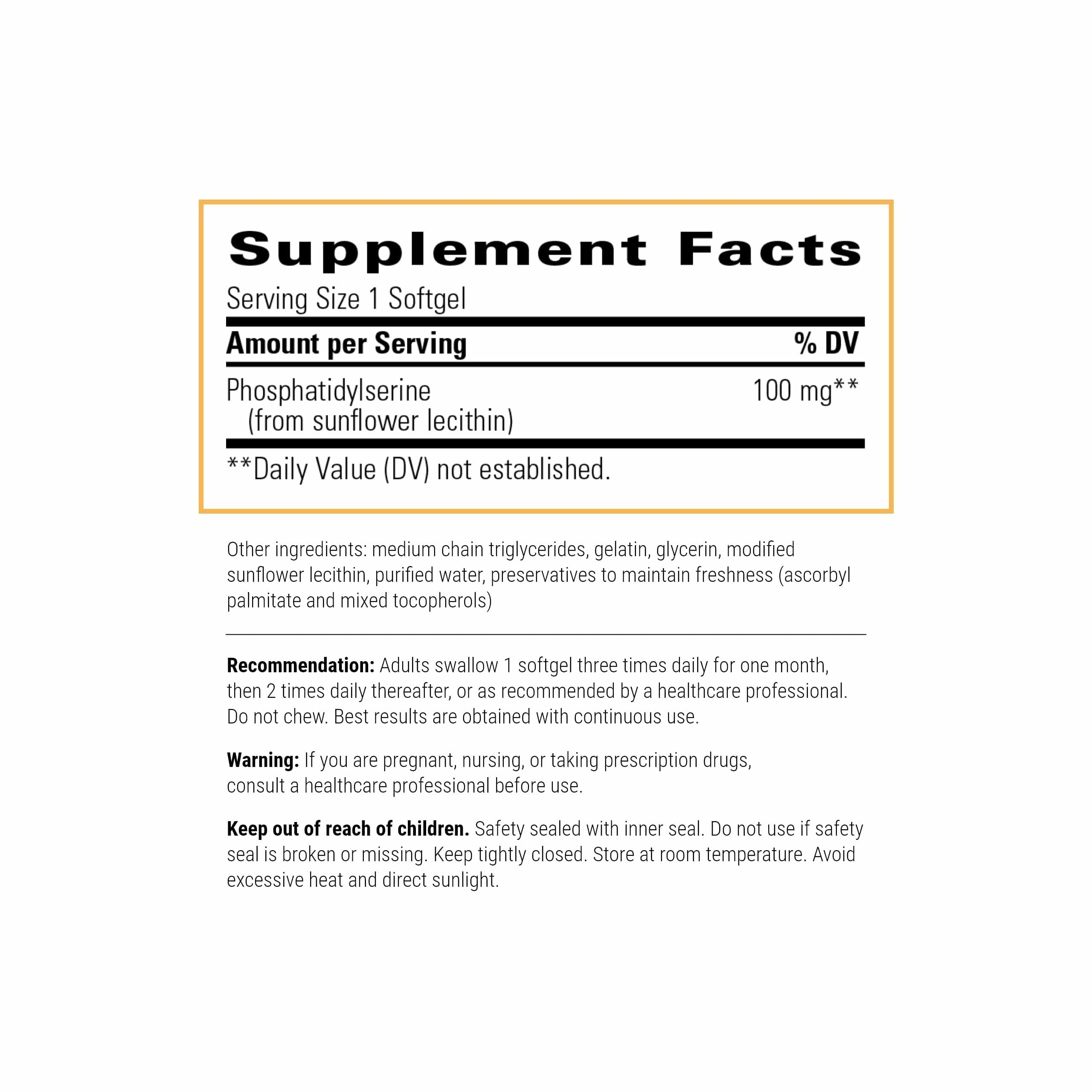 Integrative Therapeutics phosphatidylserine softgels close up for easy daily intake