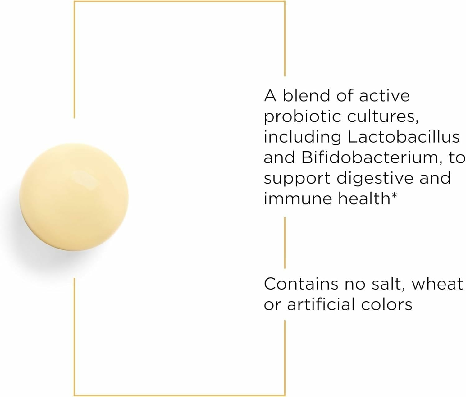 Probiotic Pearls label highlights soy-free formulation and allergen notes