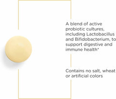 Integrative Therapeutics Probiotic Pearls label notes milk and fish ingredients.