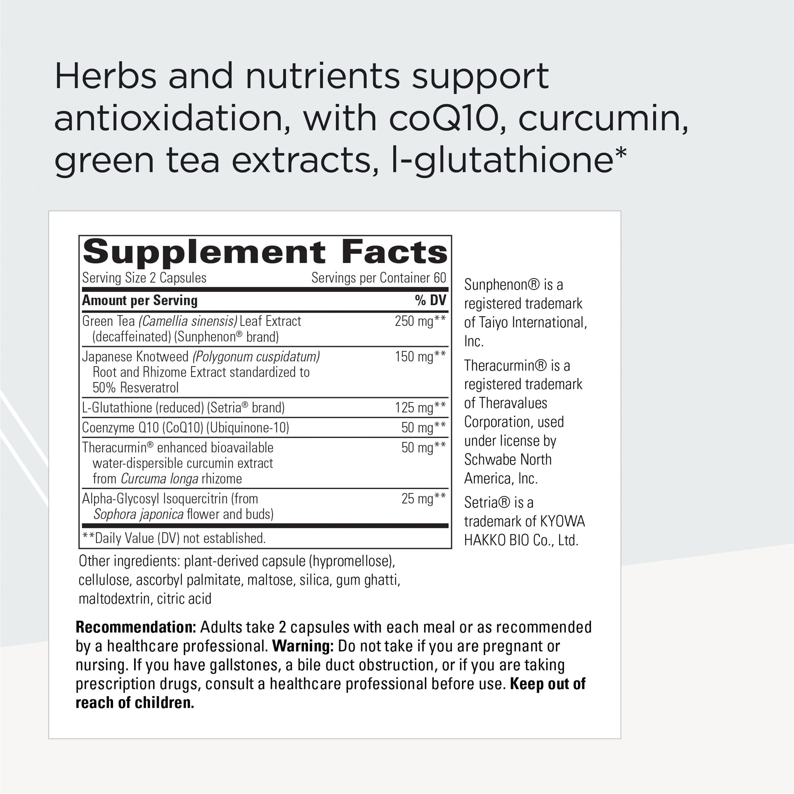 Integrative Therapeutics ProThrivers capsules on white background suggest convenient daily antioxidant support.