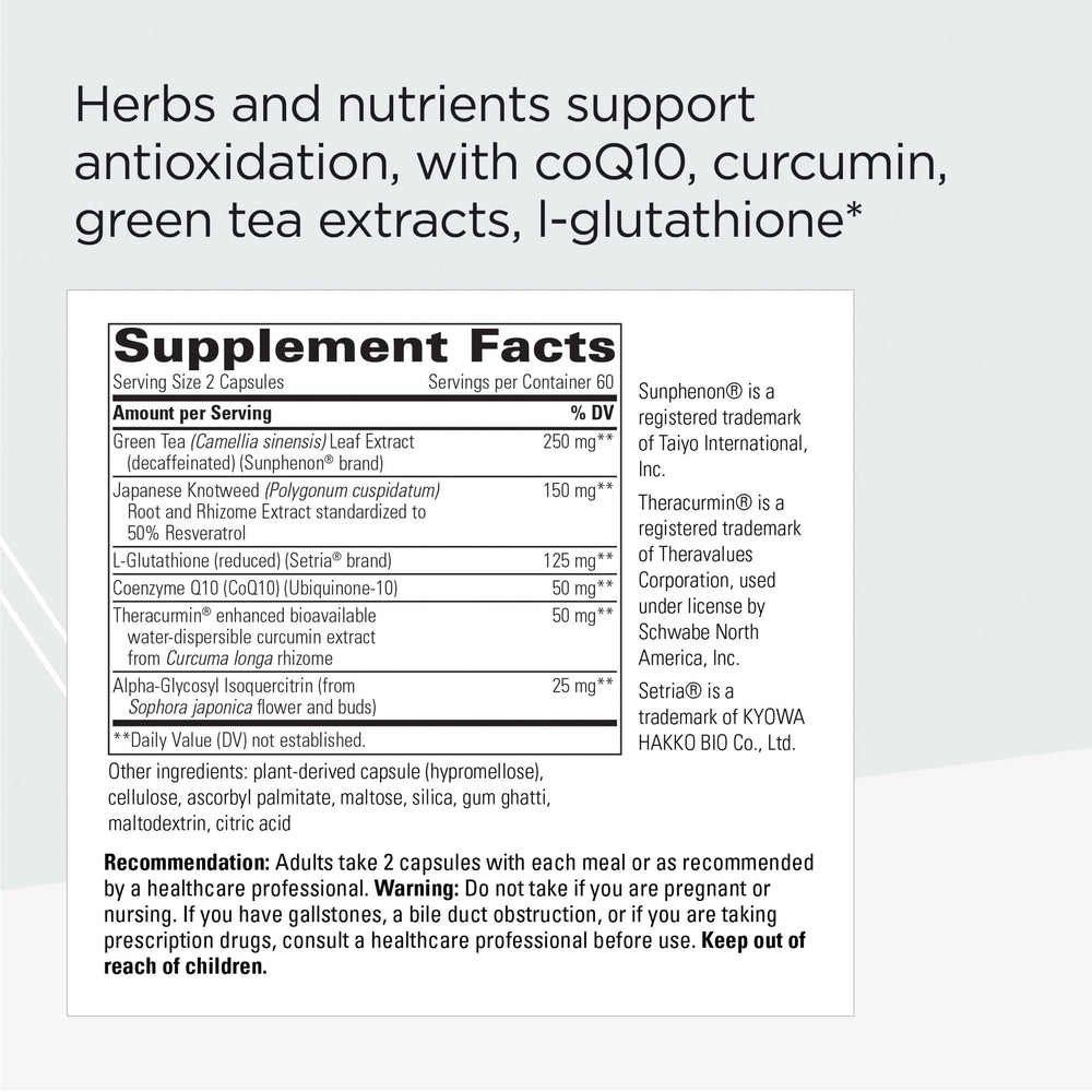 Integrative Therapeutics ProThrivers capsules on white background suggest convenient daily antioxidant support.