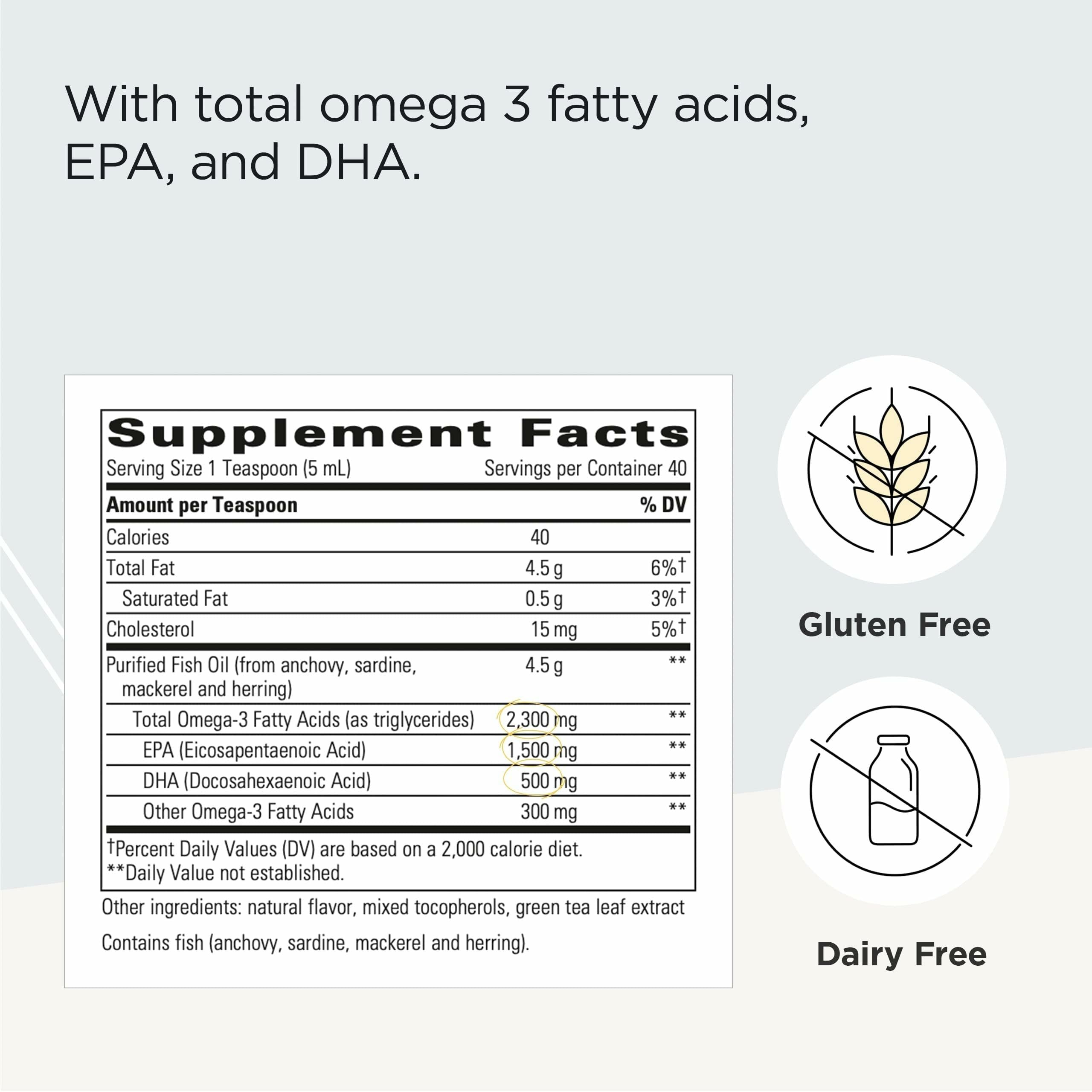 Integrative Therapeutics Pure Omega Liquid serving spoon with bottle for easy daily dosing