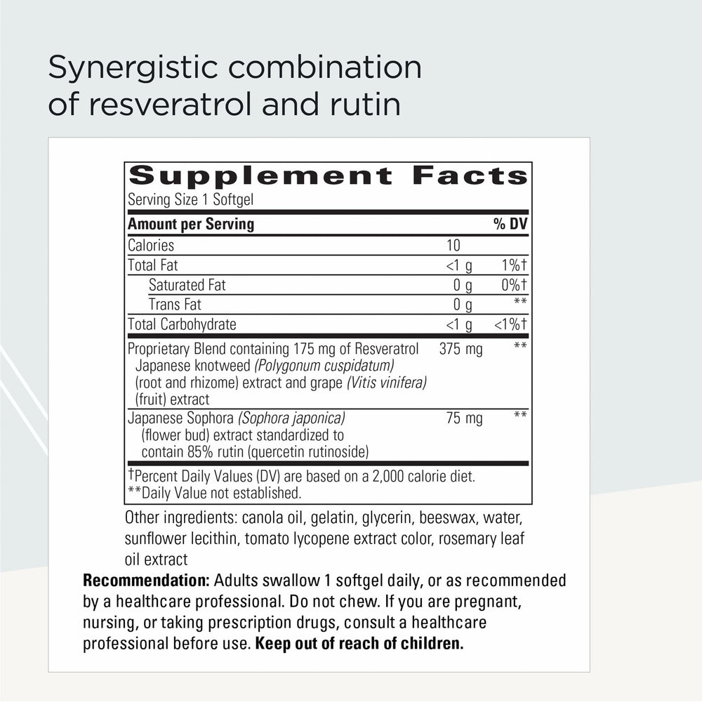 Integrative Therapeutics Resveratrol Ultra HP label showing potency for heart health