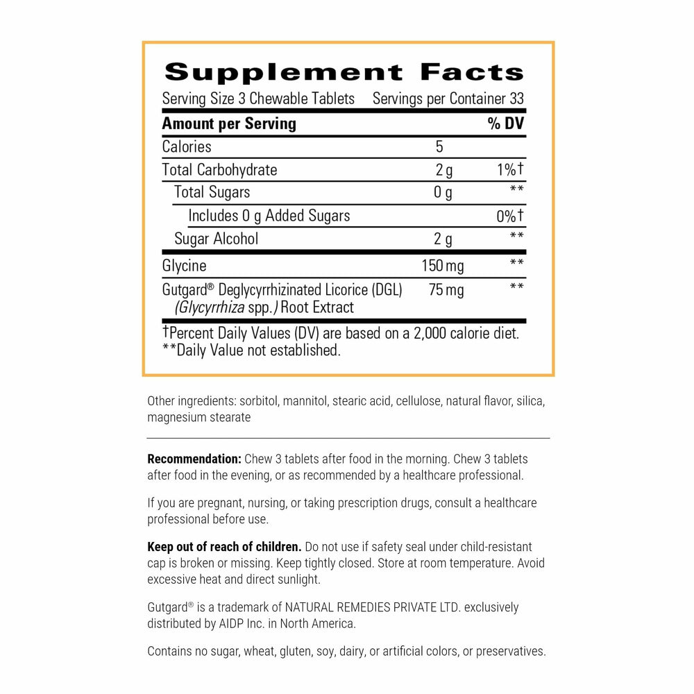Integrative Therapeutics Rhizinate chewables close-up shows sugarless composition for convenient digestion