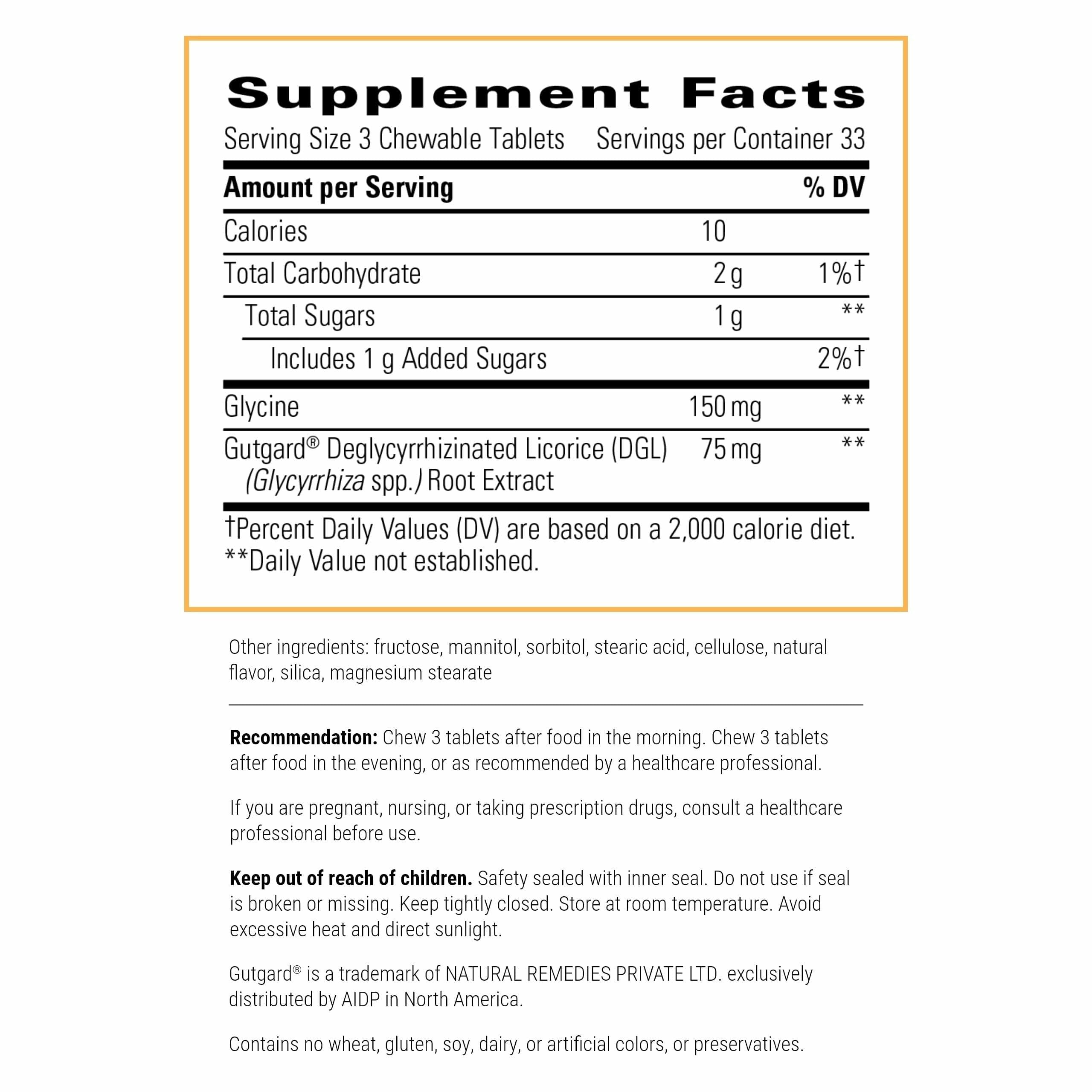 Rhizinate chewable tablets close-up showing a convenient on-the-go GI support option.
